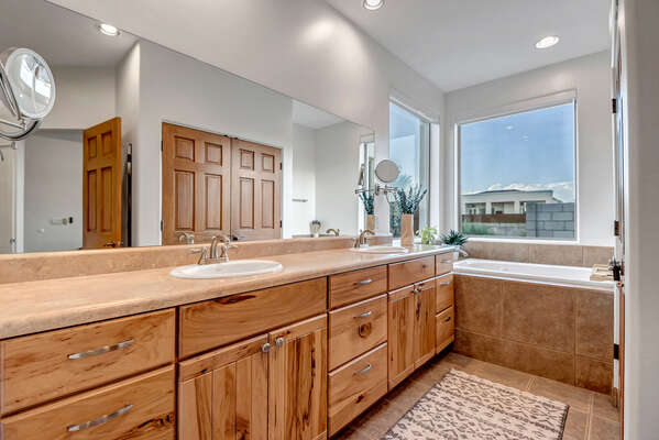 Master Bathroom with Dual Sinks, Shower and Large Tub