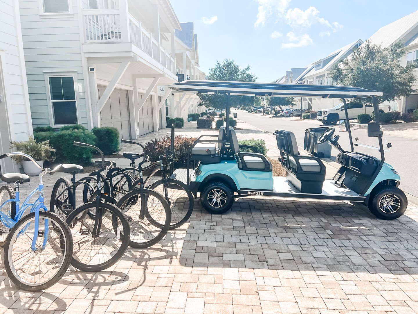Complimentary 6-seater golf cart and 4 bikes.