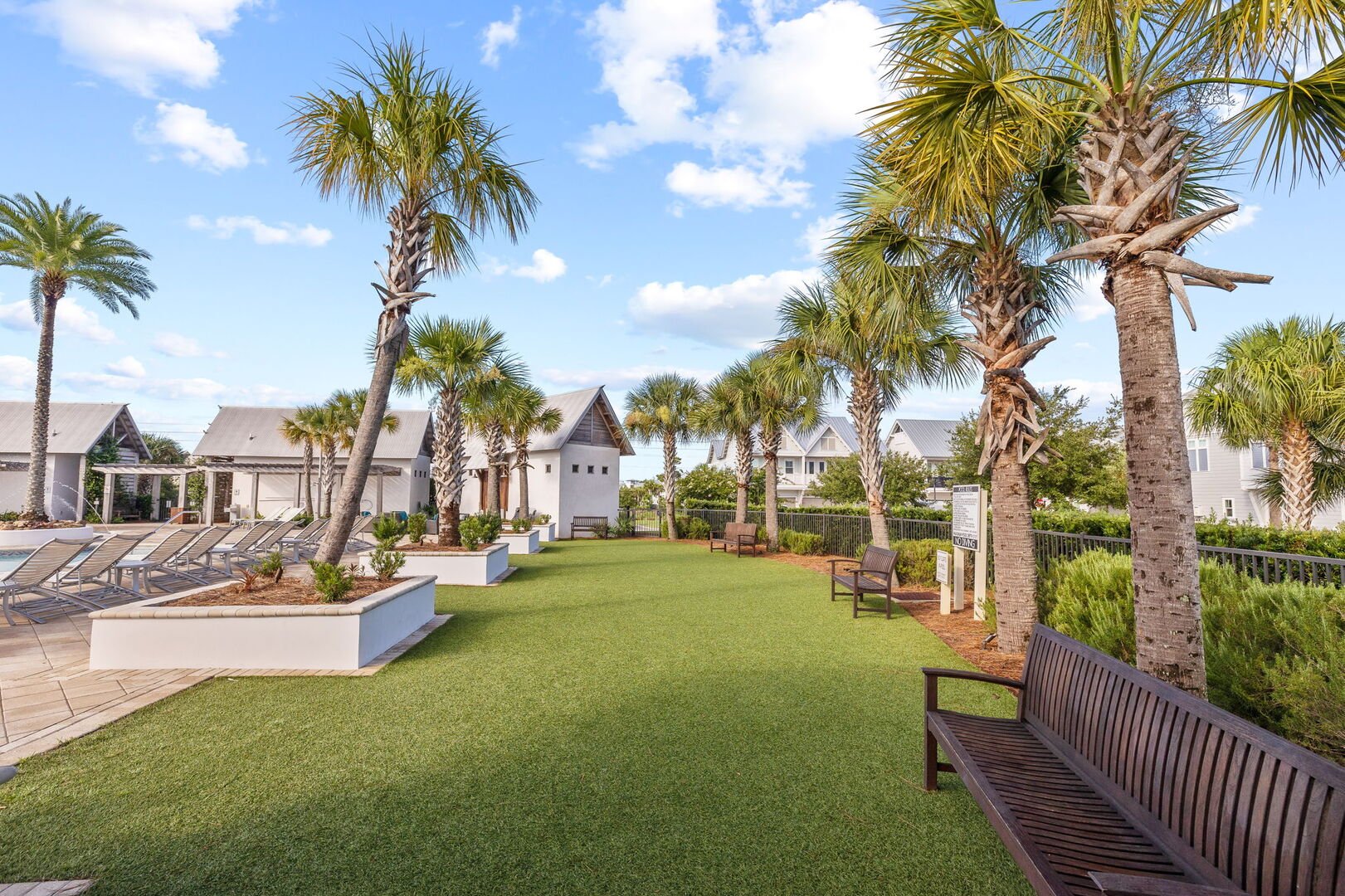 Green space by the pool is perfect for the kiddos!