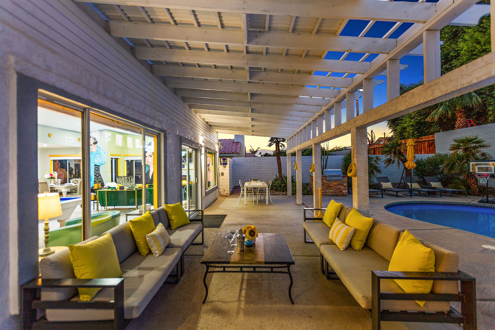 Enjoy the outdoor lounge seating for eight.
