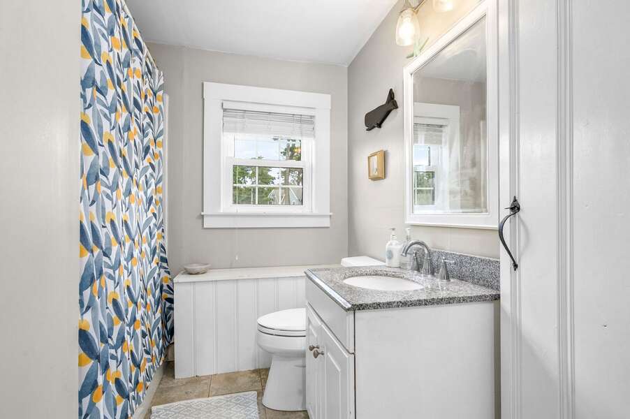 Full bathroom with shower tub combination- 135 Pine Knoll Avenue Chatham Cape Cod - Sarah-N-Dipity - NEVR