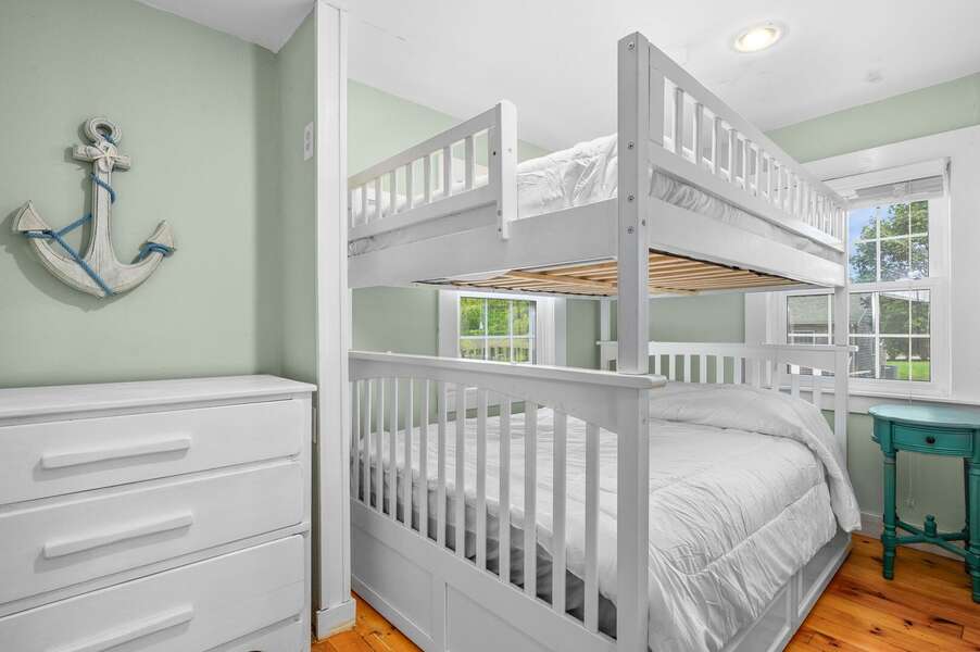 Second bedroom with full over full bunk bed- 135 Pine Knoll Avenue Chatham Cape Cod - Sarah-N-Dipity - NEVR