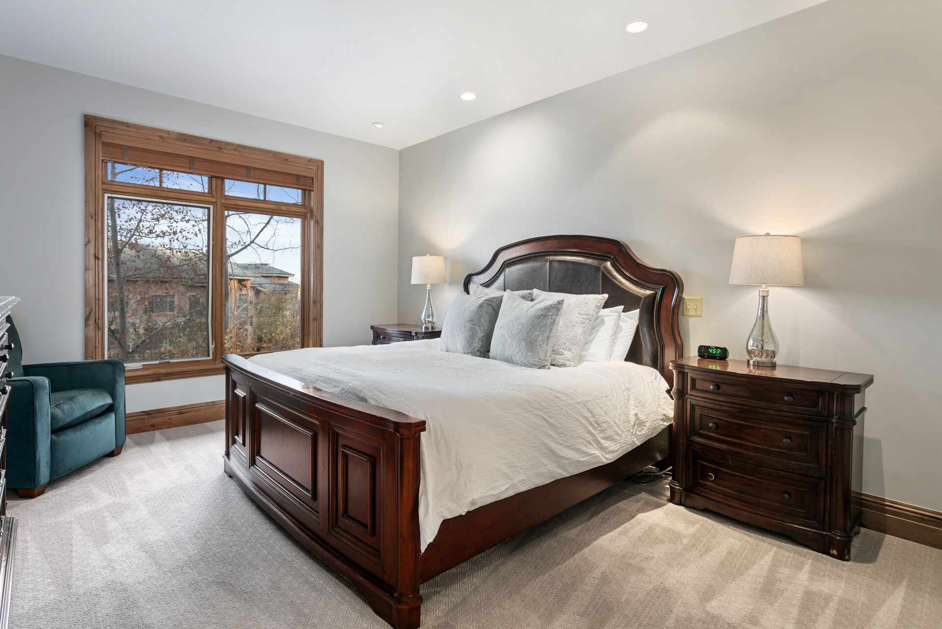Master bedroom with King bed and views of the Canyons Village