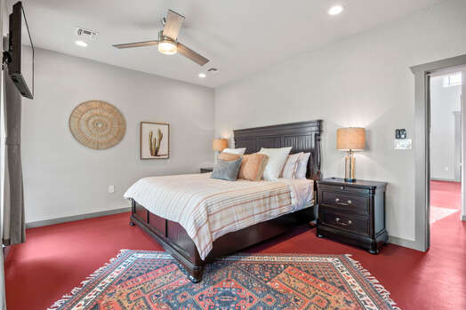 Lower Level Master Bedroom with King Size Bed and 40” Smart TV