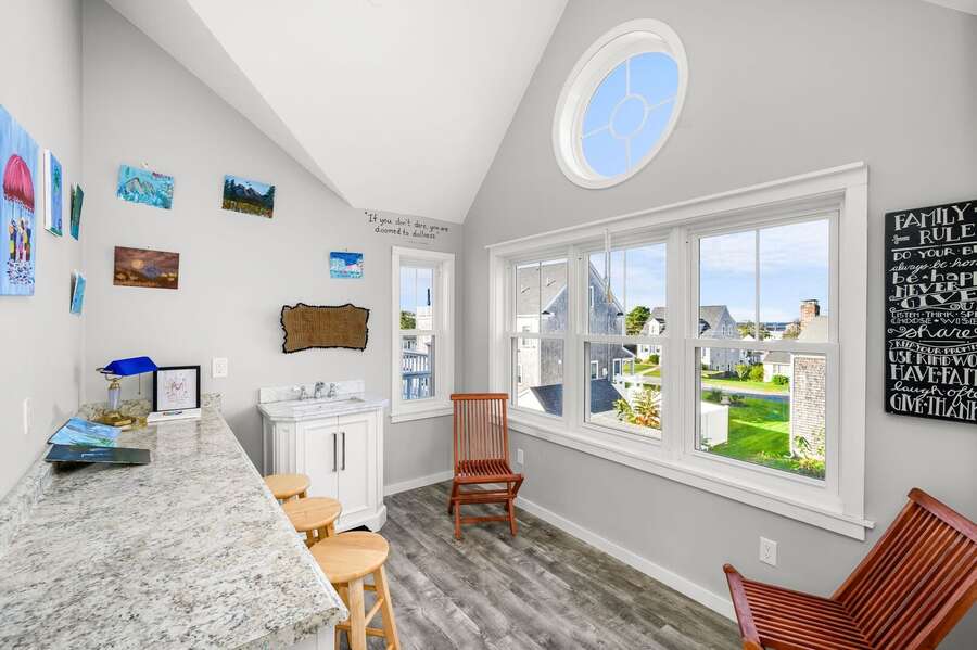 Arts and crafts nook with peek-a-boo views of Cape Cod Bay