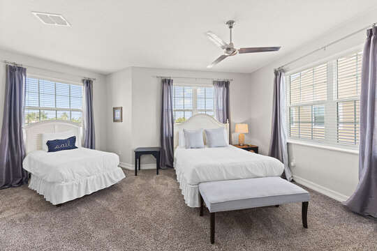 Guest bedroom with a queen bed & a twin bed