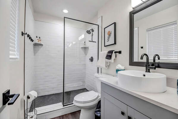 Master Bathroom with Walk in Tiled Shower