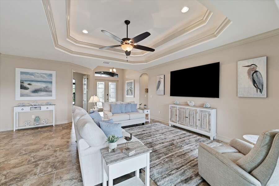 Beautiful, spacious living room with comfortable and welcoming seating