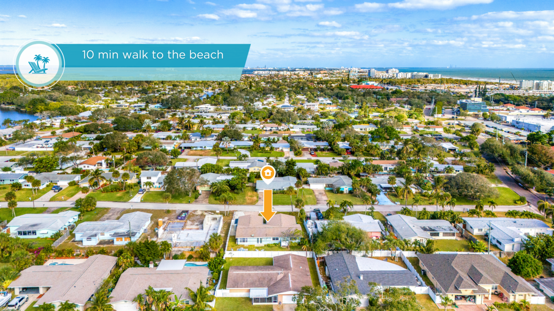 A quick 10-minute walk to the beach – enjoy easy access to the sand, surf, and sun