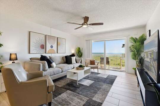 Spacious and Oceanfront living room!