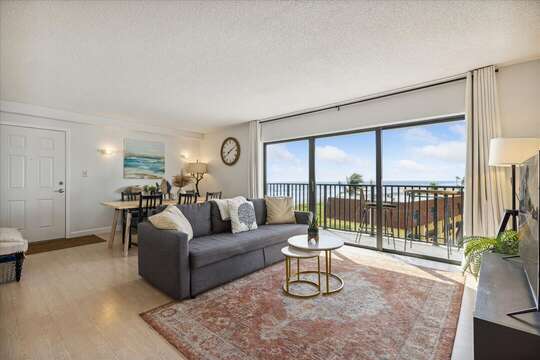 Spacious living room with Ocean View!
