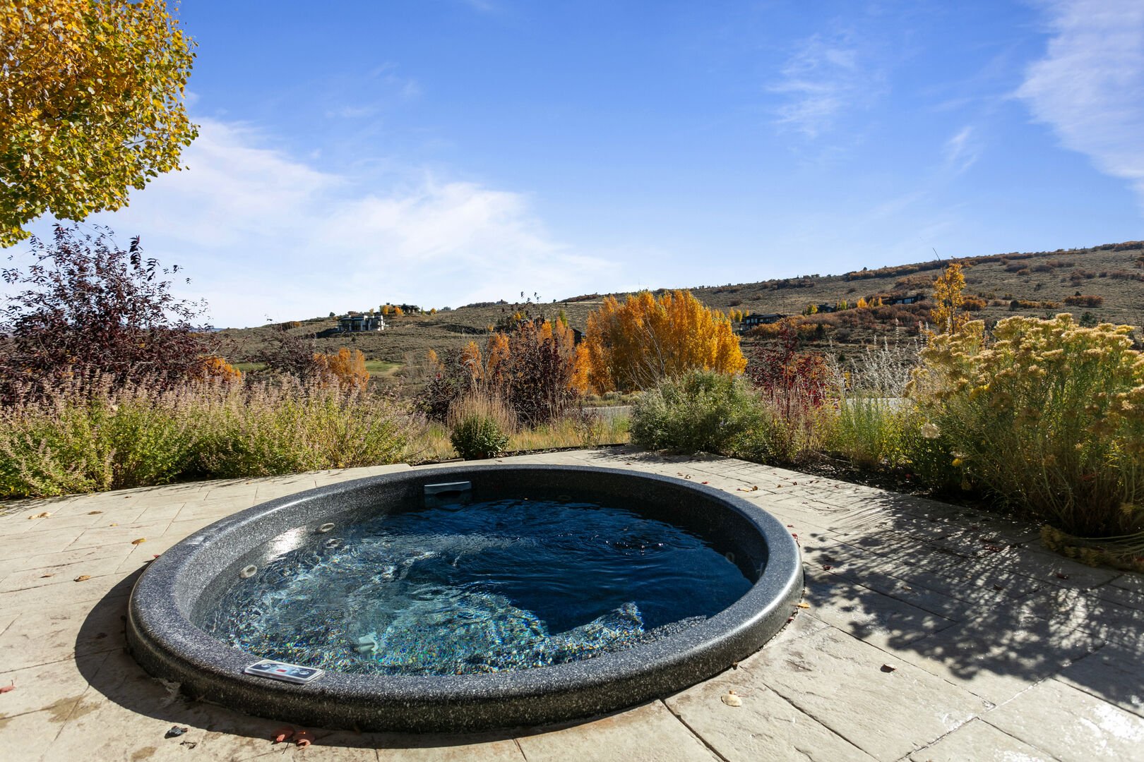 Private hot tub with sweeping views.