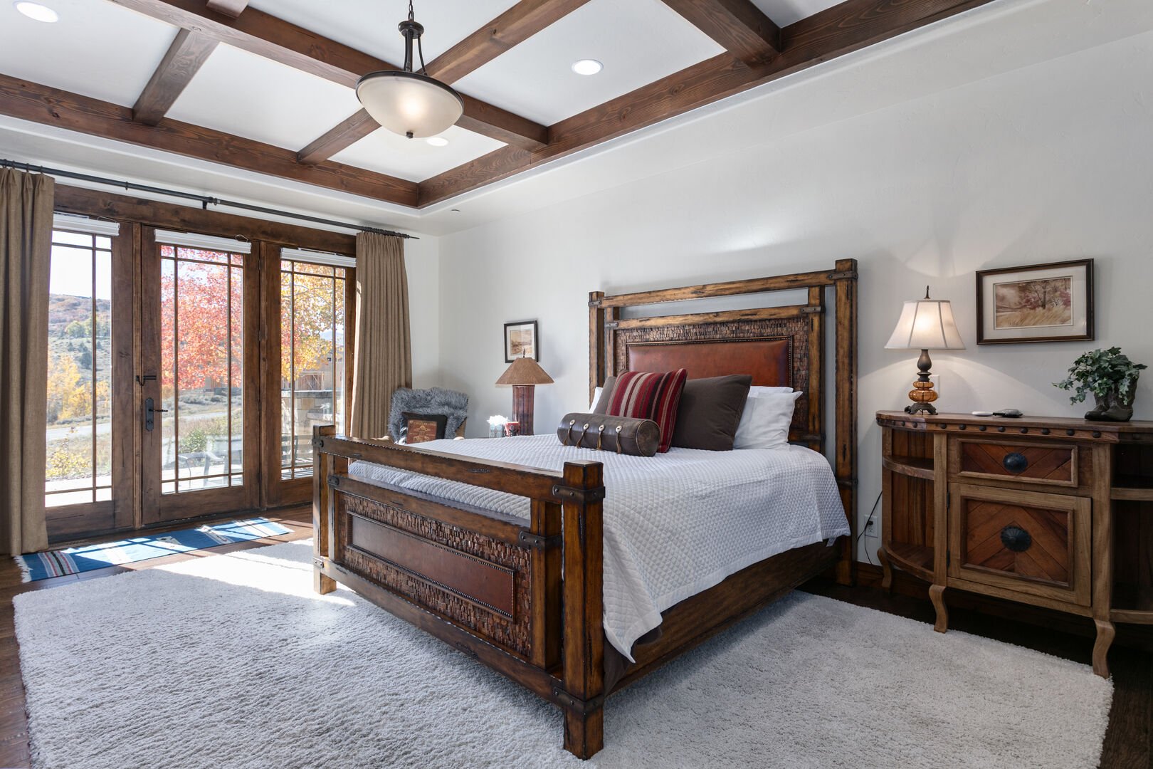 Master bedroom with a king bed.