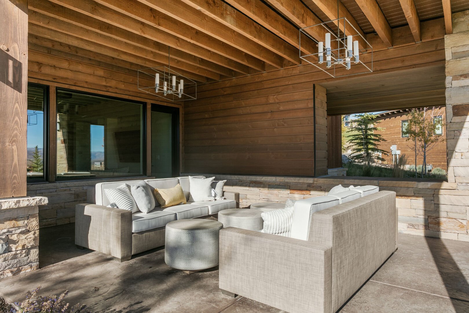 Lower-level outdoor living space.