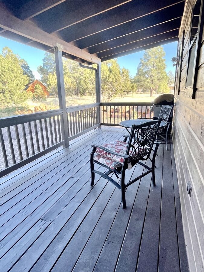 Breathe in the fresh mountain air while enjoy the sunrise on the covered back deck.