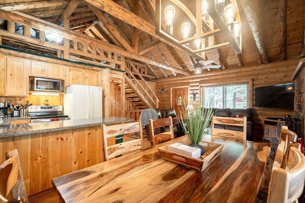 Beautiful natural wood interior for the genuine cabin feel!