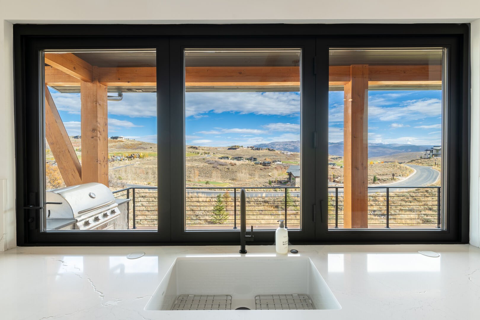 Mountain views from the kitchen.