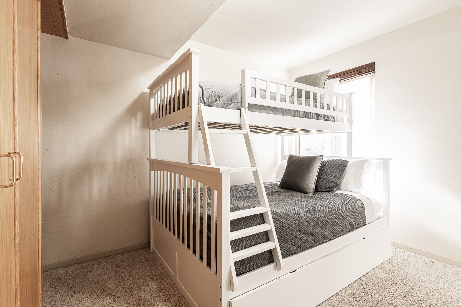 Main Level Bedroom 2 with Twin Over Full Bunk Beds with a Twin Trundle