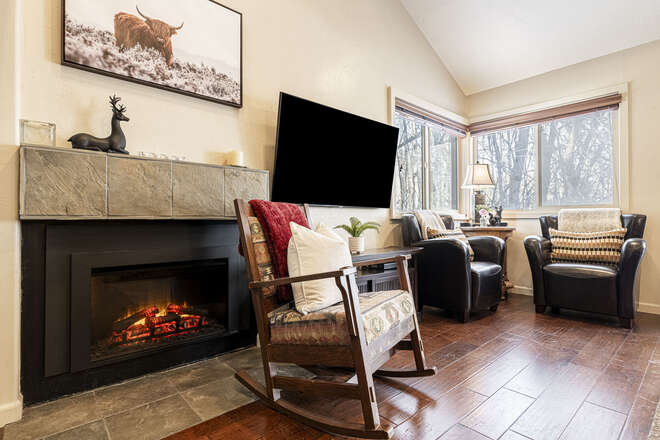 Living Room with Smart TV and Gas Fireplace
