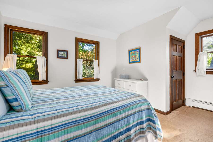 Bedroom #3 offers a Queen bed and a twin bunk bed -33 Heritage Drive South Orleans Cape Cod- Sea Saw Saucy- New England Vacation Rentals
