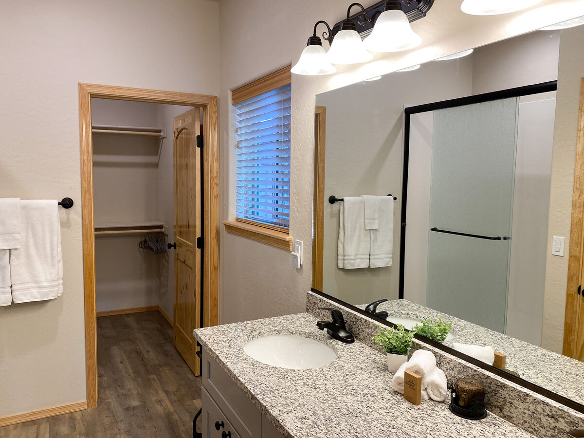 Double vanity and lots of closet space in main ensuite bathroom