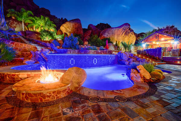 Light up the night with fire entertainment space outside.
