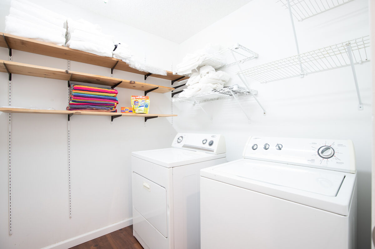 Full size wash room area for your laundry needs - swim towels provided.
