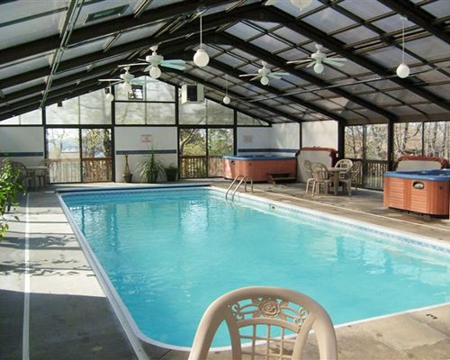 The indoor pool is a favorite in the cooler months with two hot tubs and a sauna.