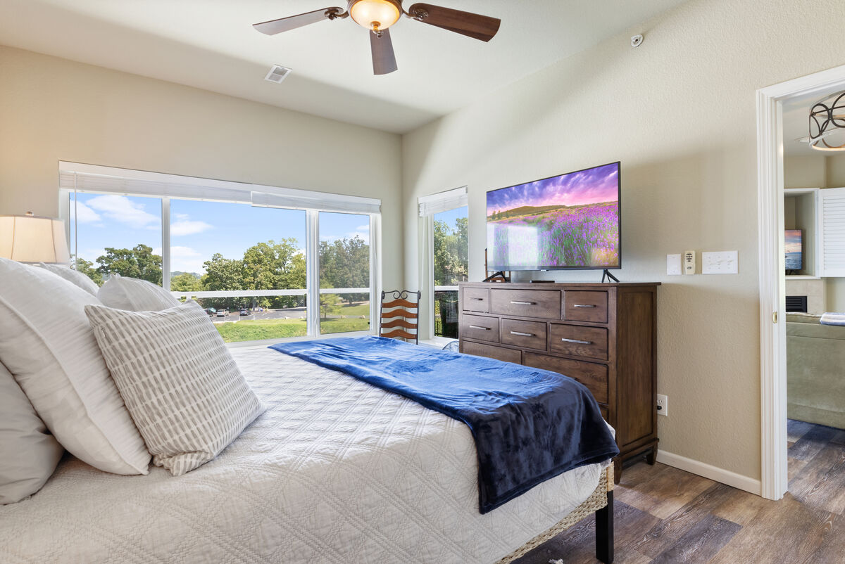 Unwind in our spacious king bedroom with a view that will take your breath away.