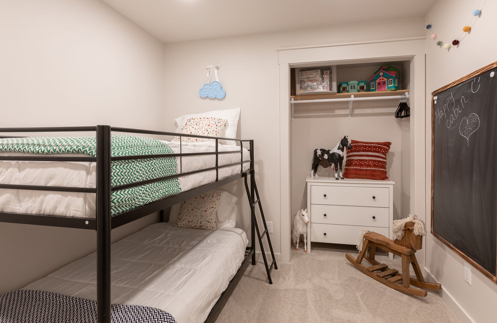 Whistling Moose ~ bedroom #4 on lower level w/ twin bunk beds