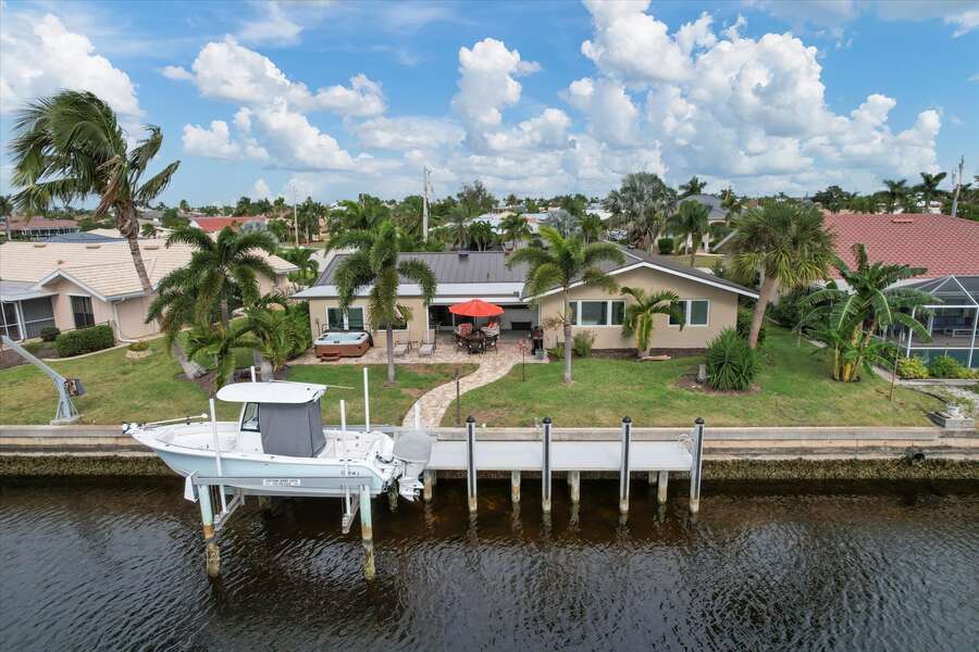 Large boat dock on canal leading to Peace Rive/Charlotte Harbor