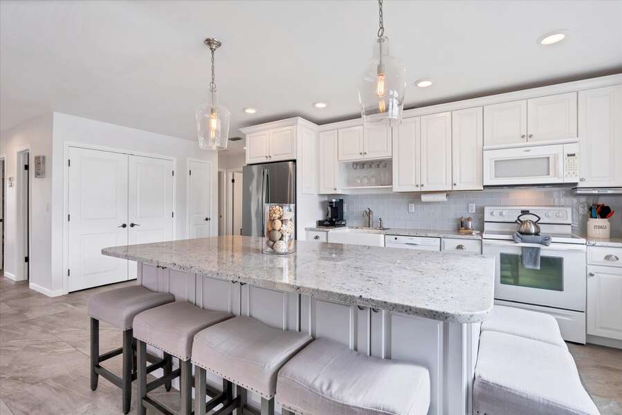 Gorgeous, open, full-equipped kitchen. Kitchen island seats 6