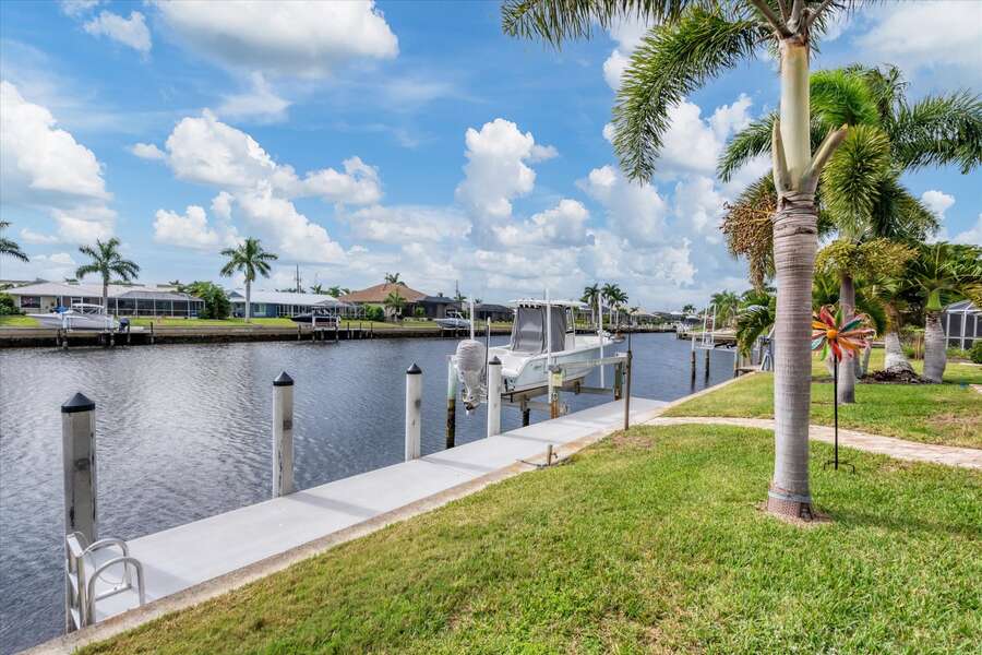 Large boat dock on canal leading to Peace Rive/Charlotte Harbor