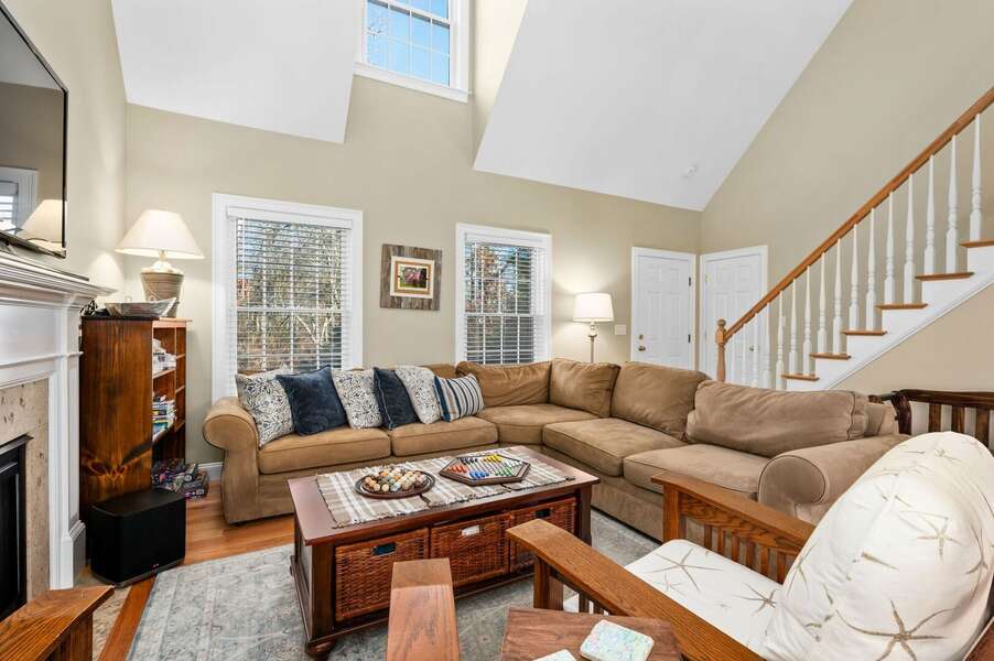 Comfortable sectional sofa offers plenty of seating for movie night - 195 Long Pond Drive Harwich - Cape Cod - Cape Time - NEVR