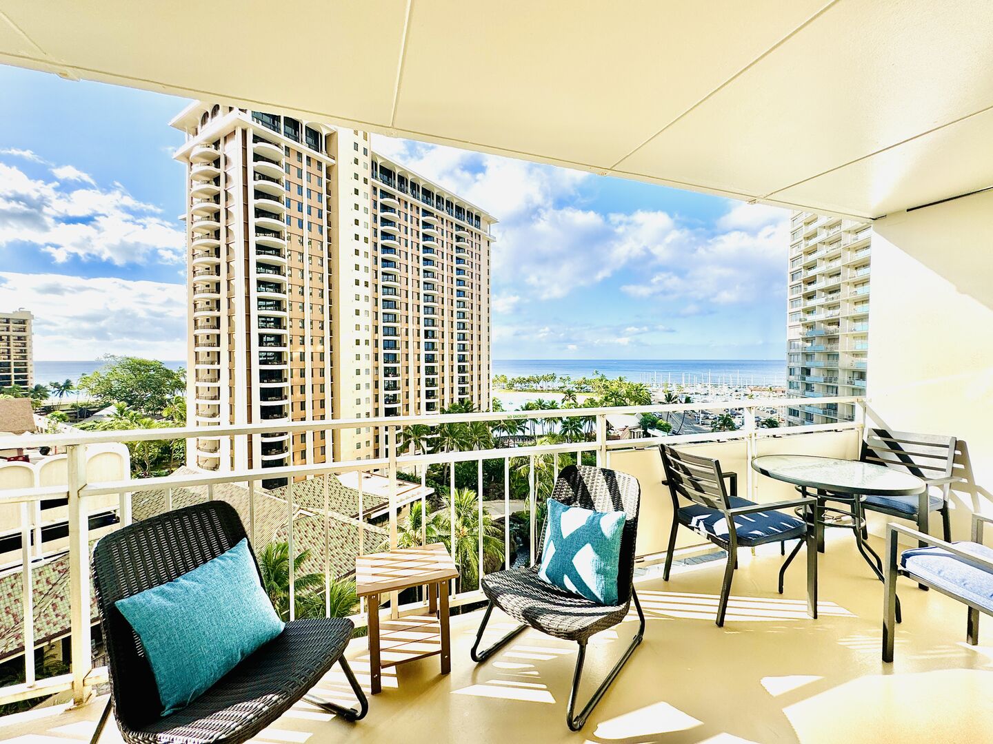 Lanai balcony with patio sets perfect for your coffee time.