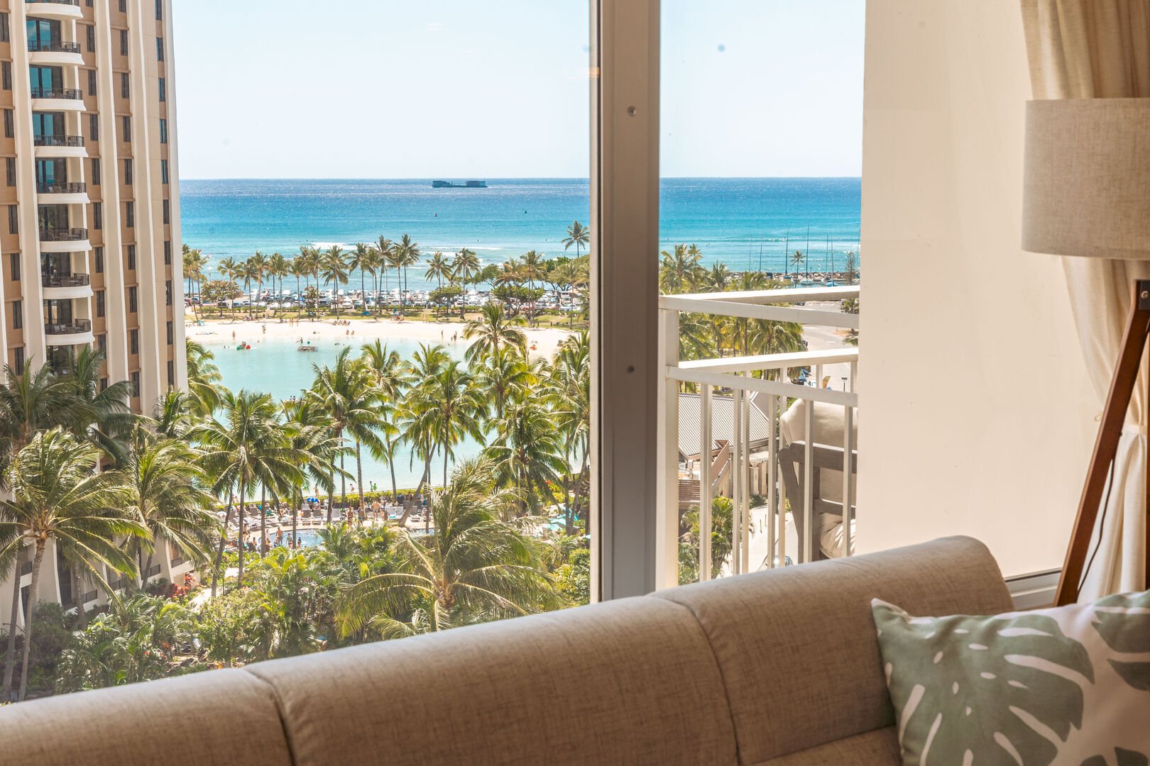 Enjoy the beautiful ocean view from your living room.