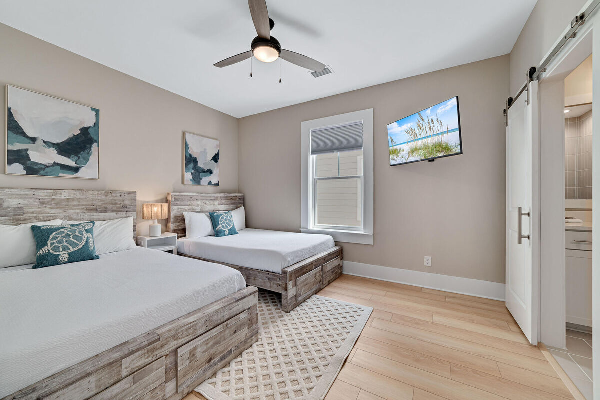 The 1st guest bedroom offers a Smart TV for streaming your favorite movies or TV shows.