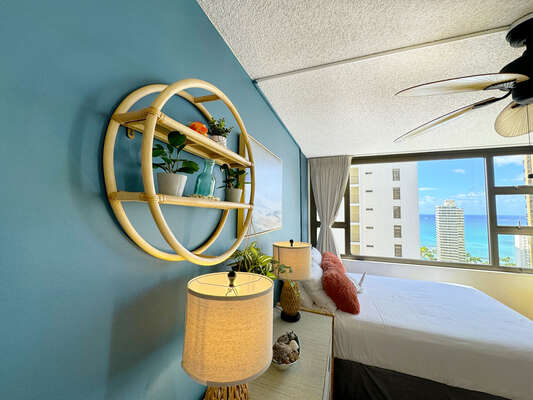 Have a restful day and night in your bedroom with a beautiful ocean view!
