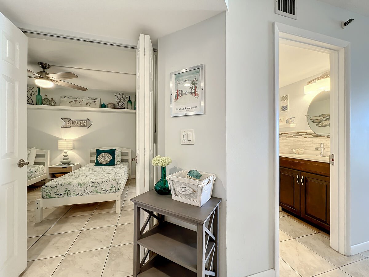 Convenience meets comfort! The guest bathroom provides easy access from both the guest room and living area.