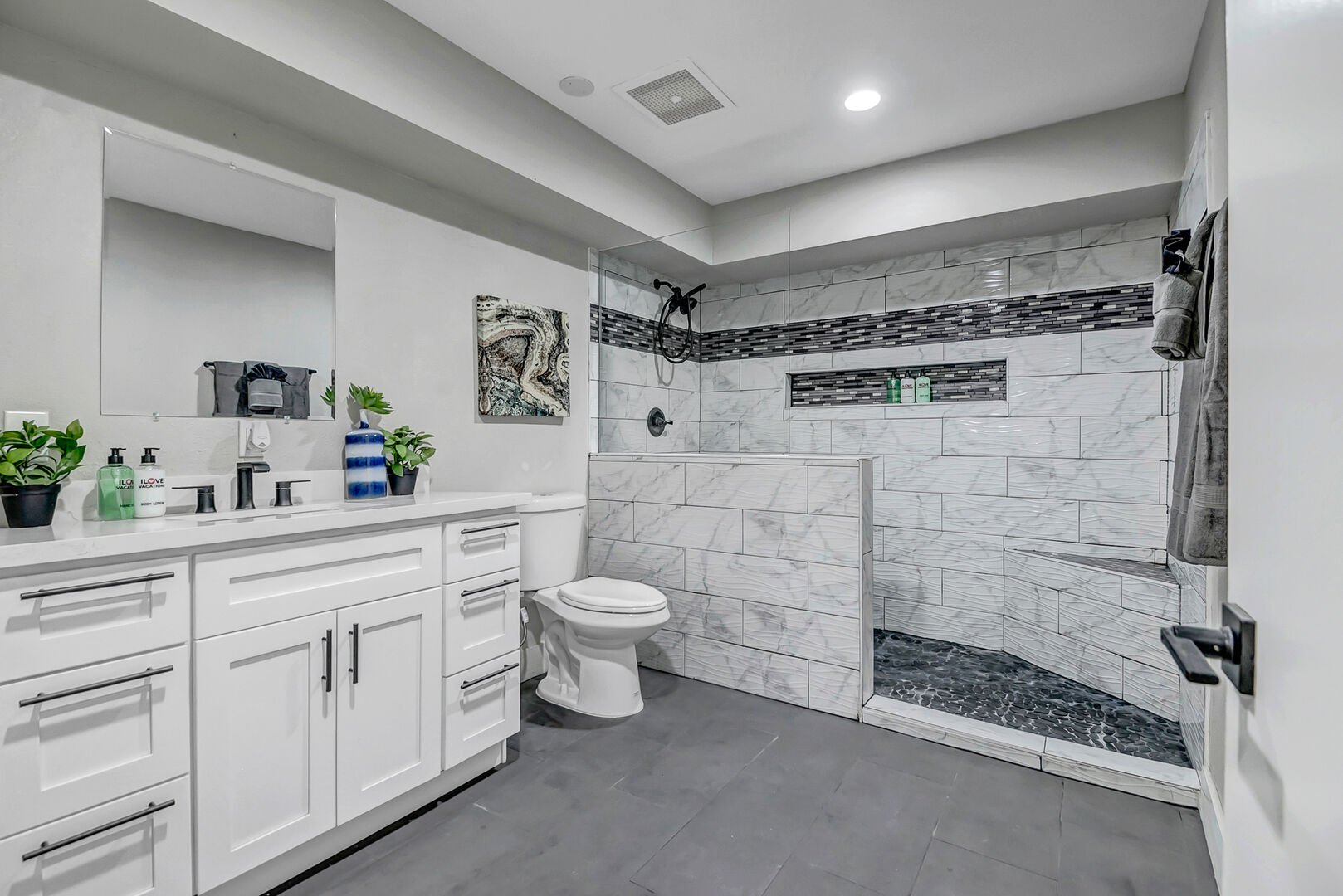 Bathroom 3- Shared with large walk-in shower (Lower Level)