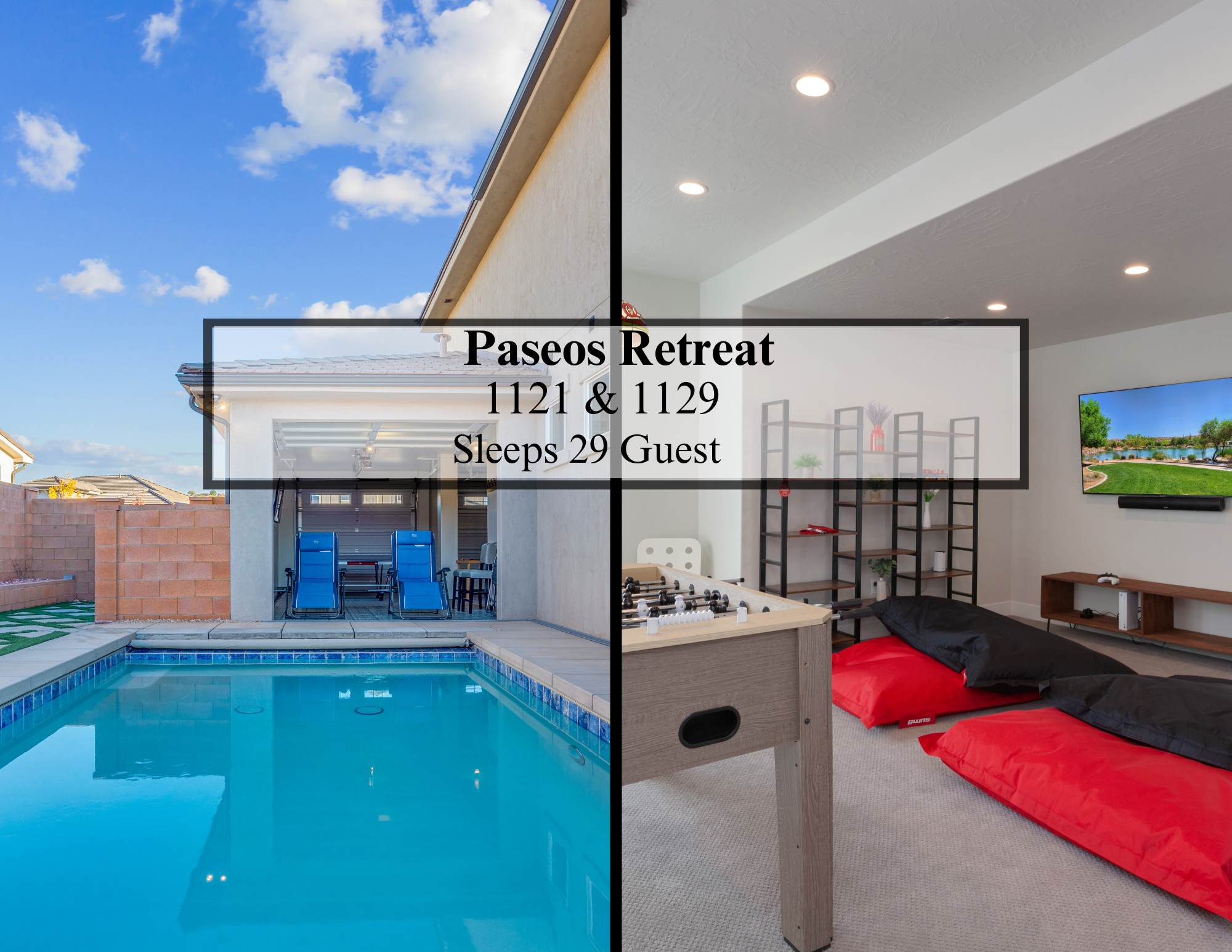 Paseos Retreat | Sleeps 29, Private Pool, Hot Tub, BBQ, Ping Pong Table, Gaming Consoles and more!