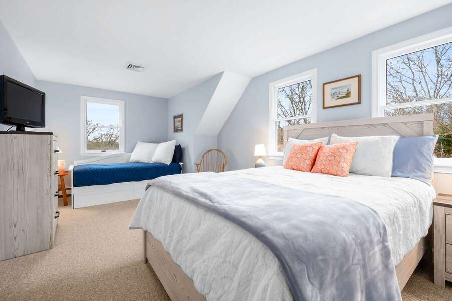 Bedroom #2 also provides a flat screen TV and additional Twin-sized daybed that is perfect for little ones who need to be in the same room as their parents - 853 Route 28 Harwich Port Cape Cod - Sandy Spot