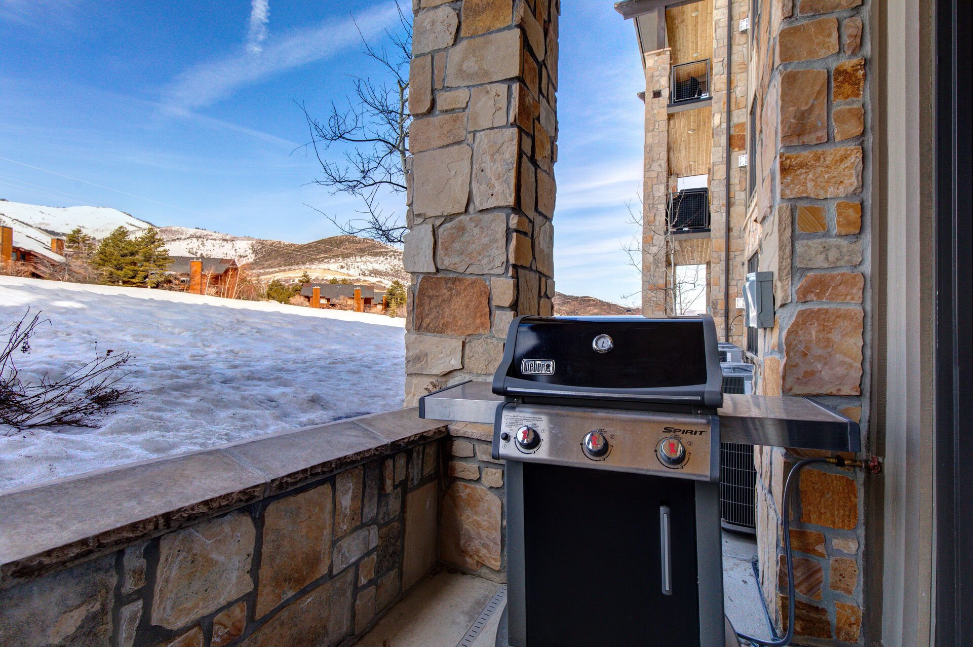Gas BBQ on the outdoor private patio overlooking the golf course