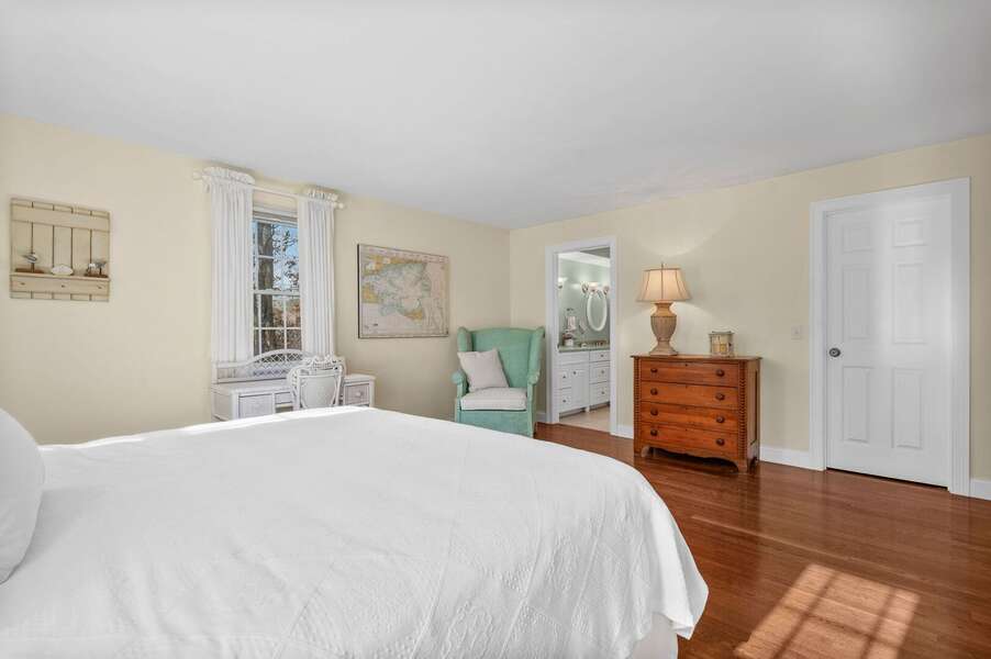 View from bed to walk in closet and en suite bathroom in Bedroom #1 - 92 Hoyt Road Harwich Port Cape Cod - Apricari - NEVR