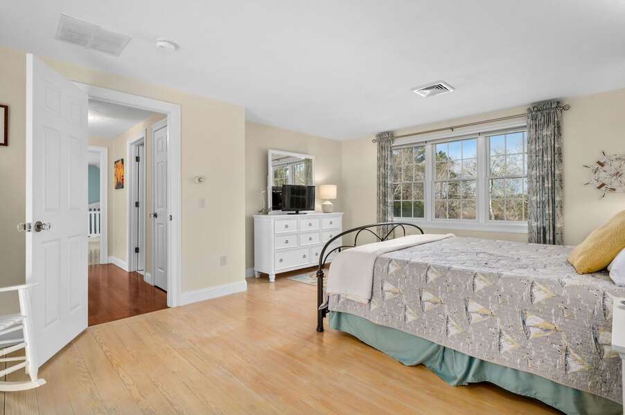 Bedroom #3 offers a California King sized bed and flat screen TV - 92 Hoyt Road Harwich Port Cape Cod - Apricari - NEVR