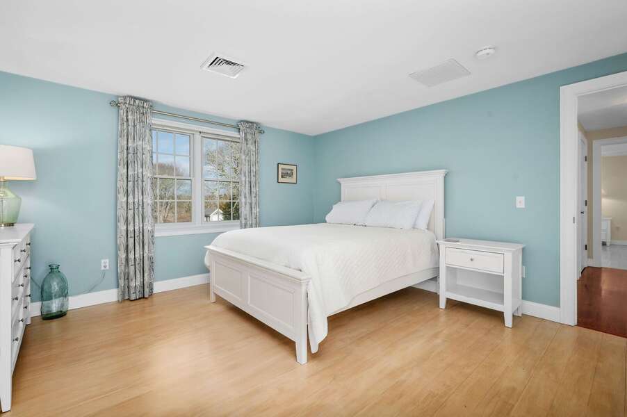 Bedroom #2 with King sized bed and bright blue hue - 92 Hoyt Road Harwich Port Cape Cod - Apricari - NEVR