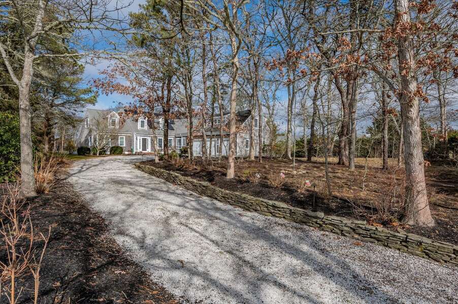 Winding driveway leading to the home (new photos to come in the Spring when plantings are in bloom!) - 92 Hoyt Road Harwich Port Cape Cod - Apricari - NEVR