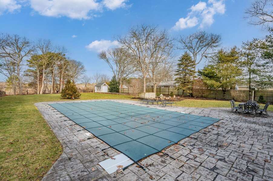 Large, heated, in ground pool is the focal point of the backyard (new photos to come in the Spring when plantings are in bloom!) - 92 Hoyt Road Harwich Port Cape Cod - Apricari - NEVR