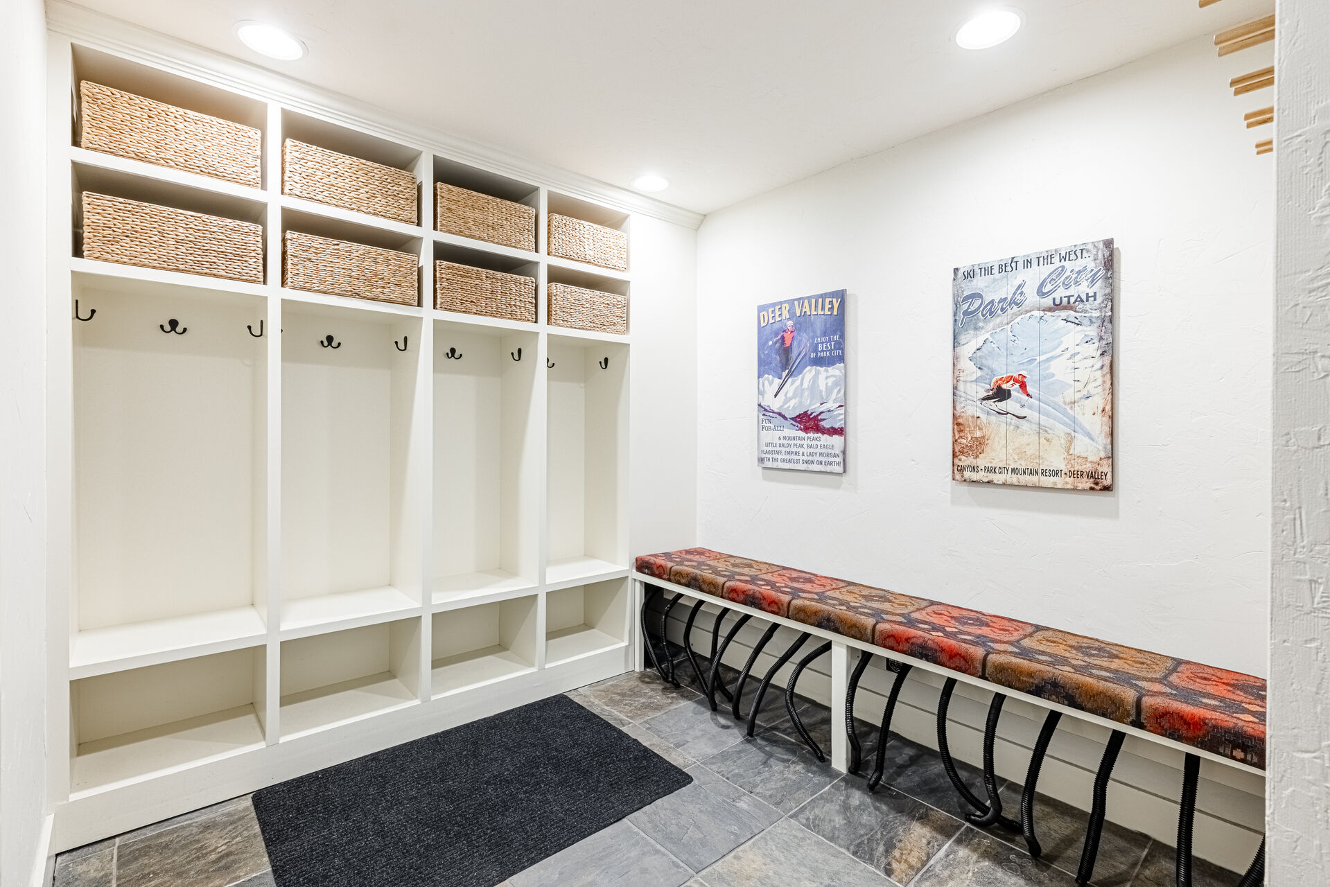 Entry level mud room to store all your gear with boot warmers