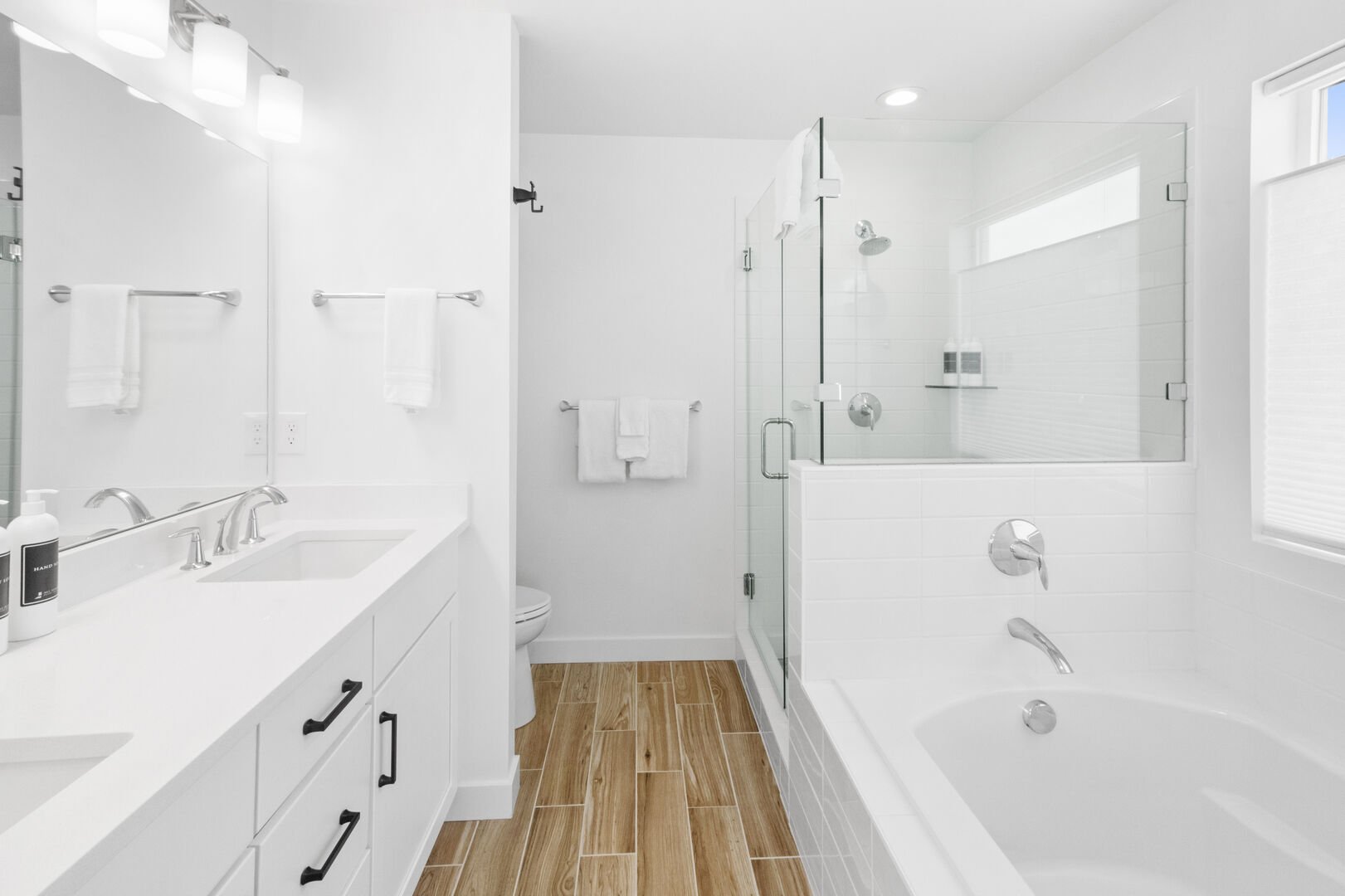 Primary Bathroom with Soaking Tub and Walk-In Shower (top floor)